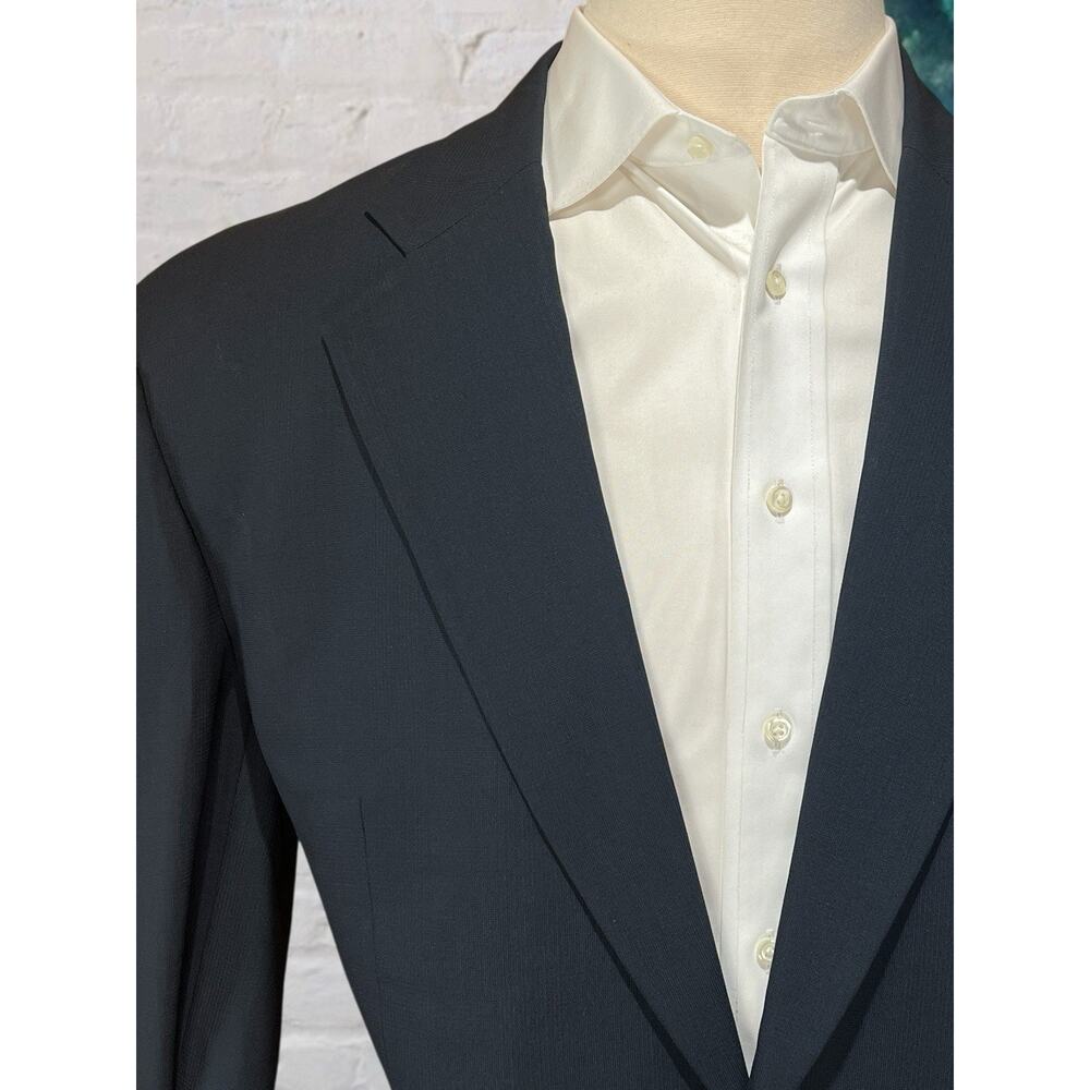 Alfani Signature 44L 36x31 Roma Navy Blue Ghost Plaid Suit Super 100 Italy - Picture 4 of 16